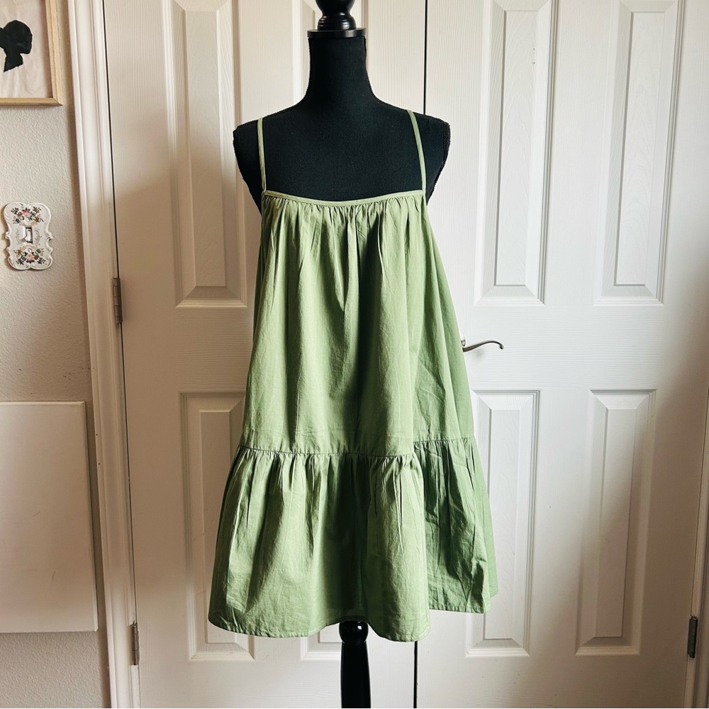ASOS Design green drop hem cami tiered cottagecore dress